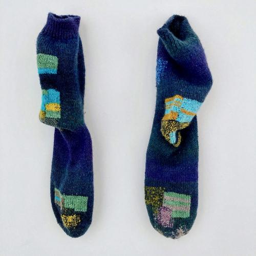 a pair of blue socks